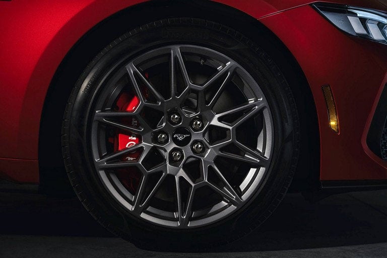 2024 Ford Mustang® model with a close-up of a wheel and brake caliper | Sentry Ford in Medford MA